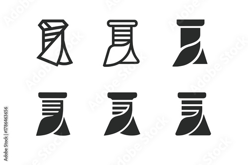 Fabric Craft Logo Variations. Fabric craftsmanship. Set Logo of Fabric craftsmanship: thread spool with cloth fold. harmonious logo variations of the same