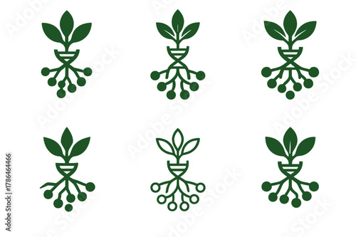 Genetic Engineering Icons. Genetic engineering for environmental resilience. Icon set. Set Logo of Genetic engineering for environmental resilience: