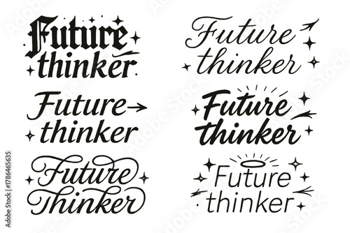 Future Thinker Calligraphy. Future thinker. Create a calligraphy lettering illustration of the phrase: Future