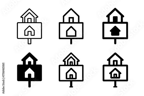 Real Estate Logos. Real estate and property listings. Set Logo of real estate and property listings: open house yard sign. Icon set. harmonious logo variations
