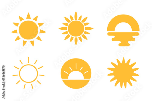 Clear Sky Logos. Clear Sky. Set Logo of Clear Sky: Sun. harmonious logo variations of the same emblematic concept, each with different artistic interpretation