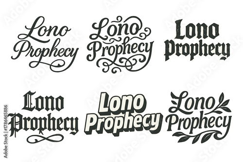 Lono Prophecy Lettering. Lono Prophecy. Set lettering. harmonious lettering variations of the same emblematic concept, each with different artistic