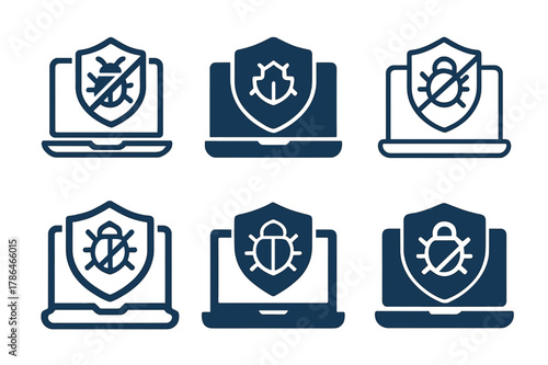 Ethical Hacking Logos. Ethical hacking for business security. Icon set. Set Logo of Ethical hacking for business security: bug bounty platform. harmonious logo