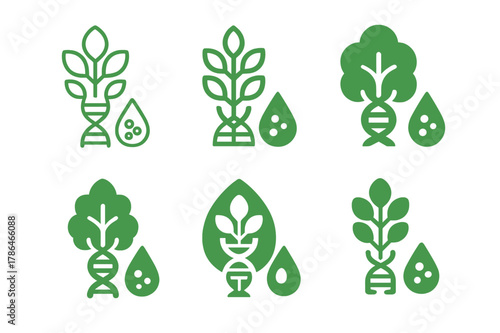 Genetic Resilience Logos. Genetic engineering for environmental resilience. Icon set. Set Logo of Genetic engineering for environmental resilience: