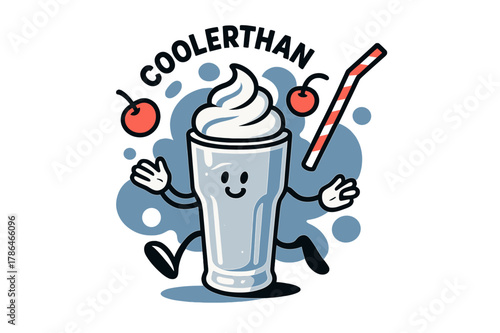 Diner Milkshake Delight. Diner Milkshake Cool-Down. Thick shake crowned with whipped swirl; glass frosts over as ?Cooler than July? curves above. Cherry and