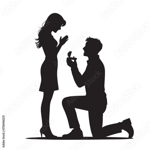 Minimalist Couple Proposal Silhouette Vector