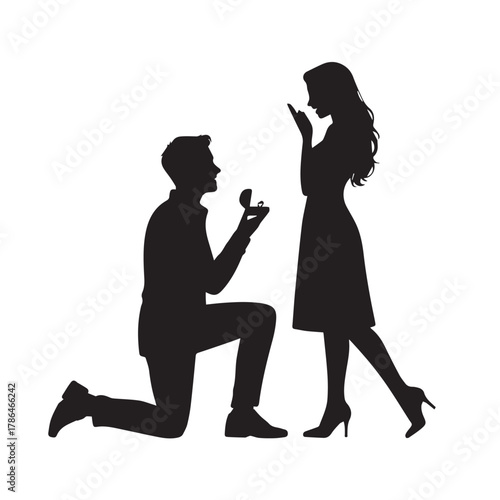 Minimalist Couple Proposal Silhouette Vector