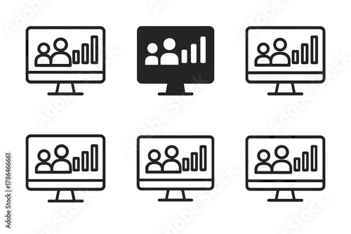 Diverse Logo Concepts. Audience in marketing. Set Logo of Audience in marketing: digital screen displaying audience analytics. Icon set. harmonious logo