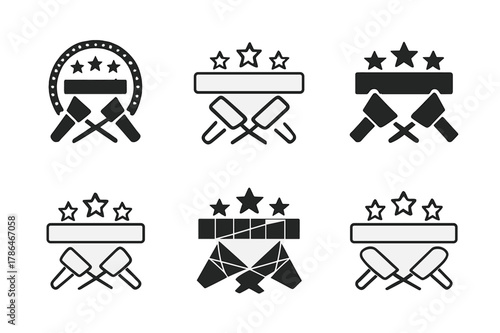 Film Festival Logos. film festivals. Set Logo of film festivals: festival marquee with crossing spotlights. Icon set. harmonious logo variations of the same