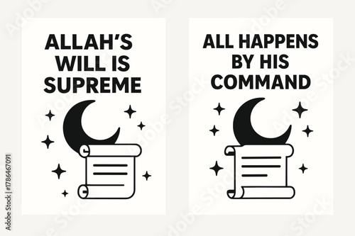 Divine Decree Banners. Divine Decree. Two vertical A6 banners with safe margins, centered composition, no elements touching edges, flat vector design, black