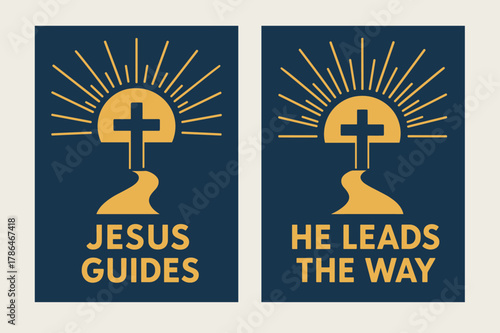 Divine Guidance Banners. Divine Guidance. Two vertical A6 banners with safe margins, centered composition, no elements touching edges, flat vector design, navy