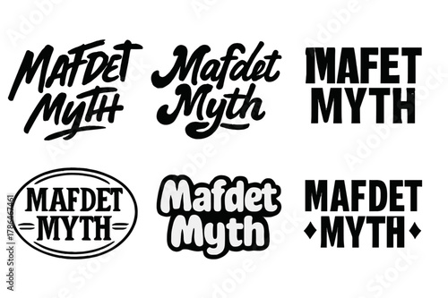 Mafdet Lettering Variations. Mafdet Myth. Set lettering. harmonious lettering variations of the same emblematic concept, each with different artistic