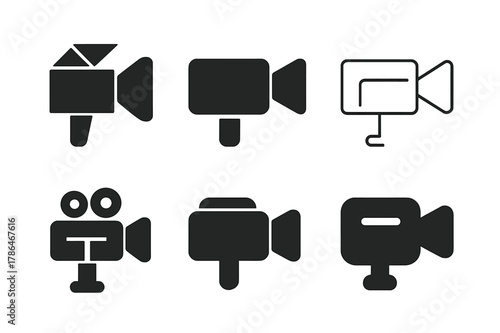 Film Festival Logos. Film festivals and independent cinema. Set Logo of Film festivals and independent cinema: handheld camcorder. Icon set. harmonious logo