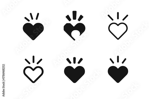 Microinteraction Logo Set. Microinteractions. Icon set. Set Logo of Microinteractions: heart-like tap burst. harmonious logo variations of the same emblematic