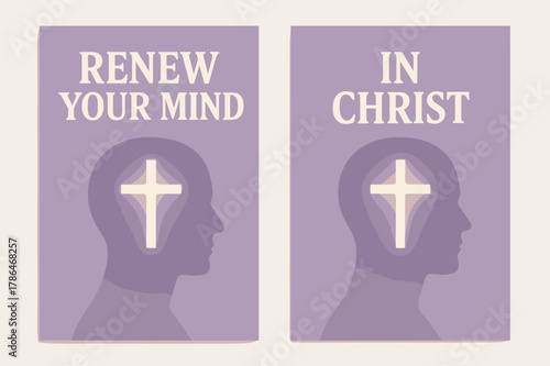Mind Renewal Banners. Mind Renewal. Two vertical A6 banners with safe margins, centered composition, no elements touching edges, modern, lavender and cream,