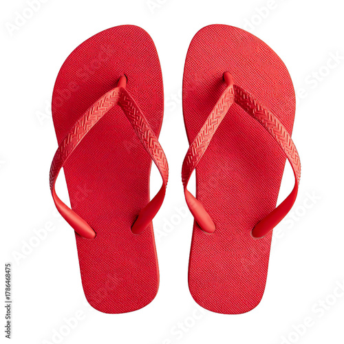 Red flip flops isolated on transparent background