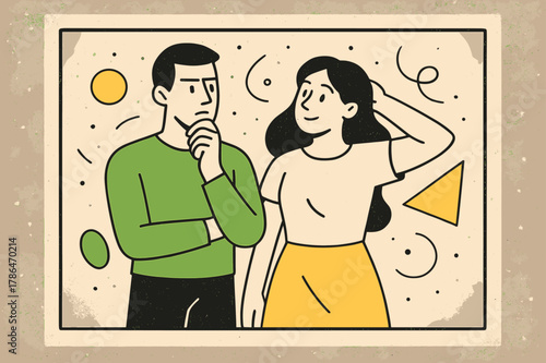 Dusty Vintage Elegance. Dusty Photograph. Vintage photograph surrounded by floating dust particles and abstract geometric shapes, nostalgic and contemplative