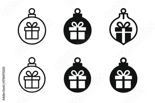 Advent Calendar Logos. Christmas advent calendar ideas. Set Logo of christmas advent calendar ideas: ornament surprise baubles. Icon set. harmonious logo