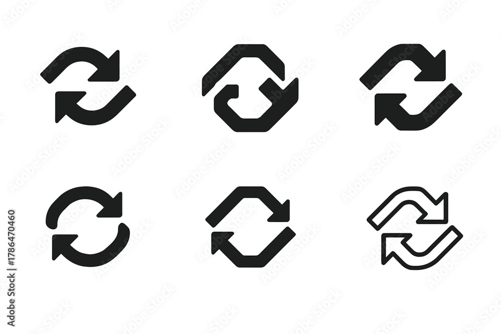 Obraz premium Harmonious Risk Logos. Business continuity risk. Set Logo of Business continuity risk: interrupted looped arrows. harmonious logo variations of the same