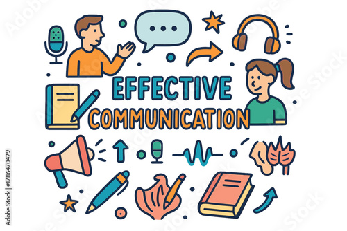 Doodle of Effective Communication. Effective communication. Hand-drawn doodle illustration of effective