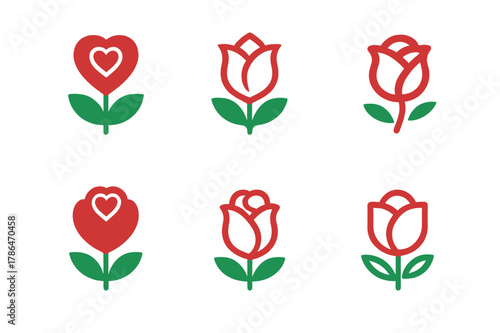 Emblem of Love. Love and affection. Set Logo of Love and affection: Rose. harmonious logo variations of the same emblematic concept, each with different