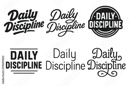 Harmonious Lettering Variations. Daily discipline. Set lettering. harmonious lettering variations of the same emblematic concept, each with different artistic