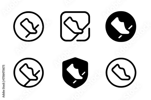 Step Counter Icons. Health and Fitness Challenges. Set Logo of Step Counter Icon: Minimal outline, Abstract geometric, Negative space, Flat solid, Symmetrical