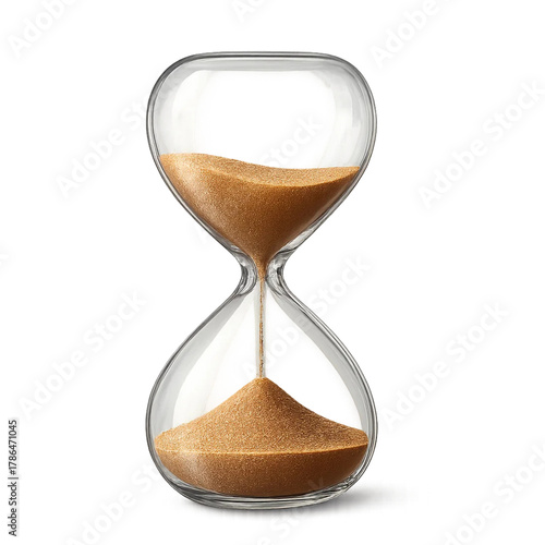 Realistic illustration of an hourglass with flowing sand symbolizing time passing