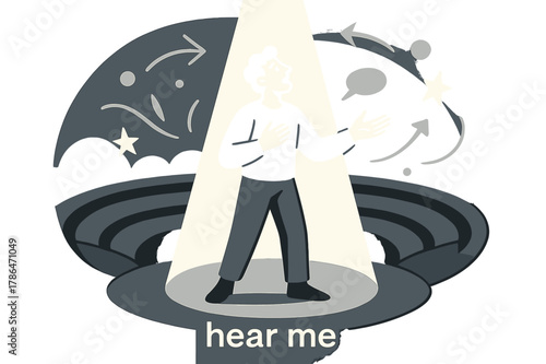 Dramatic Spotlight Monologue. Amphitheater ? Spotlight Monologue. A lone actor stands center stage; a clean cone of light slices the dusk. Whispered caption