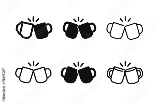 Empathy Logos Variety. Empathy in romantic relationships and building strong friendships. Set Logo of empathy and connection: two coffee mugs clinking. Icon