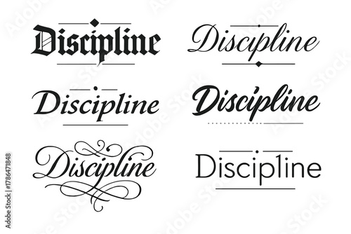Discipline Calligraphy Showcase. Discipline. Create a calligraphy lettering illustration of the phrase: