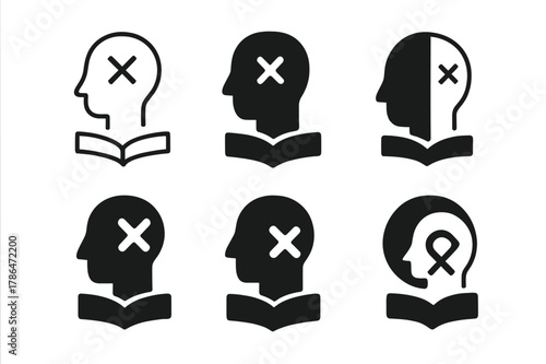 Learning from Mistakes Logo. Learning to Embrace Failure as Part of Growth. Set Logo of Learning from Mistakes: Minimal outline, Filled silhouette, Abstract