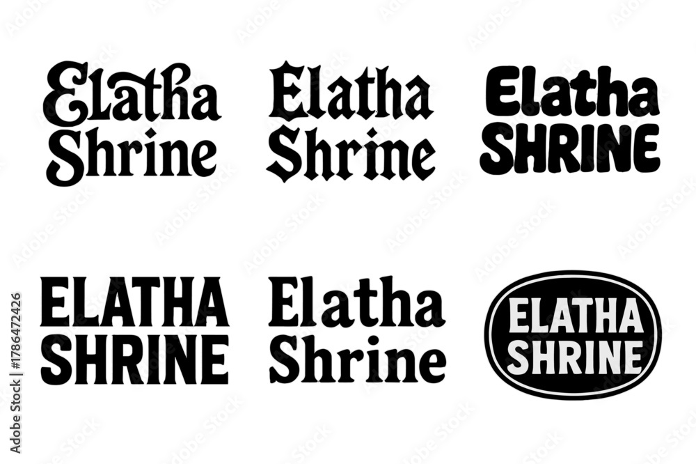 Obraz premium Elatha Shrine Lettering Grid. Elatha Shrine. Set lettering. harmonious lettering variations of the same emblematic concept, each with different artistic