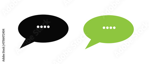 Black and green chat bubble icon set modern minimal message vector design for communication, social media, conversation app, UI, UX, and digital graphic projects