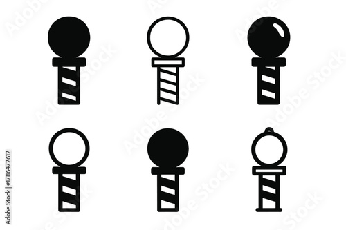 South Pole Logo Variations. Pole. Set Logo of Pole: South Pole marker sphere. Icon set. harmonious logo variations of the same emblematic concept, each with