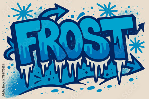 Icy Graffiti Art. Urban Frost ? Graffiti Simplified: thick bubble letters with dripping icicle outlines;