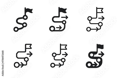 Career Development Icons. Creating an effective career development plan. Icon set. Set Logo of creating an effective career development plan: roadmap with