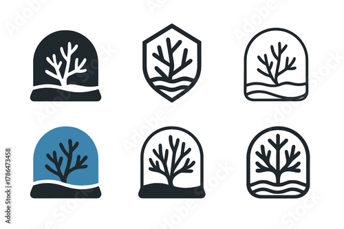 Endangered Species Logo Set. Wildlife habitats and endangered species conservation. Icon set. Set Logo of Wildlife habitats and endangered species