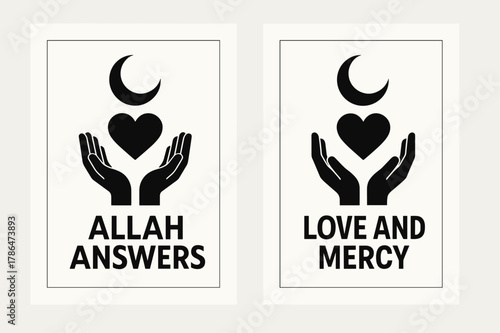 Divine Love Banners. Divine Love. Two vertical A6 banners with safe margins, centered composition, no elements touching edges, flat vector design, black and