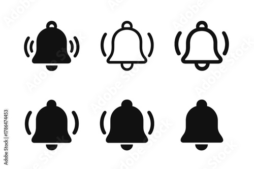 Microinteractions Icon Set. Microinteractions. Icon set. Set Logo of Microinteractions: notification bell ping. harmonious logo variations of the
