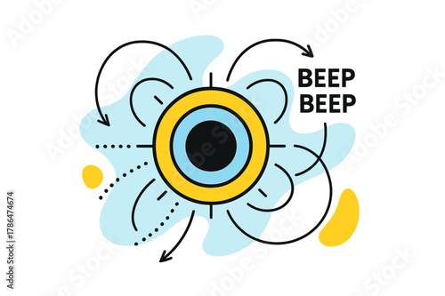 Pulsar Wind Nebula. Pulsar Wind Nebula. A central pulse ring ripples outward; ?Beep ? Beep? ticks like a heartbeat beside magnetic field lines. Charged