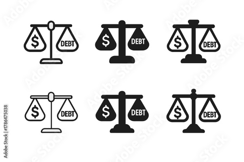 Personal Finance Logos. personal finance planning. Set Logo of personal finance planning: Debt payoff scale. Icon set. harmonious logo variations of the same