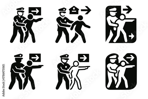 First Responder Logos. Police officers and first responders in action. Icon set. Set Logo of police officers and first responders in action: