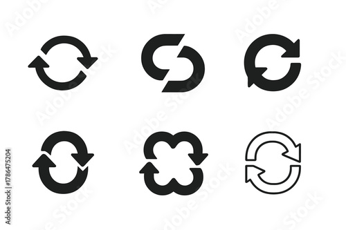 Harmonious Risk Logos. Business continuity risk. Set Logo of Business continuity risk: interrupted looped arrows. harmonious logo variations of the same