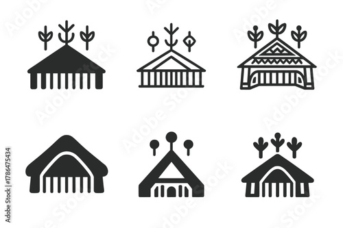 Sacred Sites Logos. The preservation of sacred sites in indigenous cultures. Set Logo of The preservation of sacred sites in indigenous cultures: ceremonial