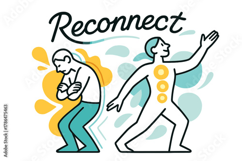 Body Memory Artistry. Body Memory Integration. Overlapping outlines show posture shift from tension to ease; glowing core circles align spine to heart.