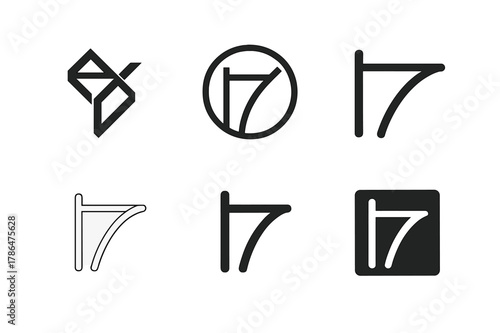 Pole Vault Logos. Pole. Set Logo of Pole: Pole vault bar and pole. Icon set. harmonious logo variations of the same emblematic concept, each with different