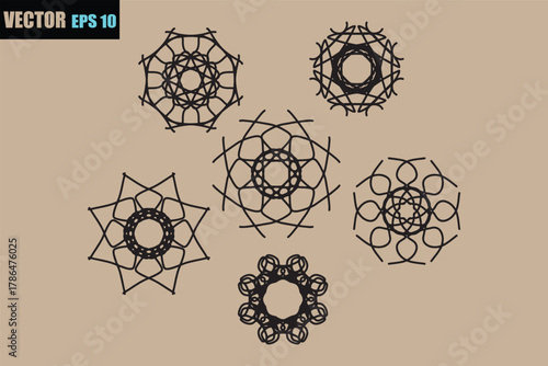 Intricate geometric mandala designs collection a set of six unique circular ornate patterns for artistic inspiration and creative projects