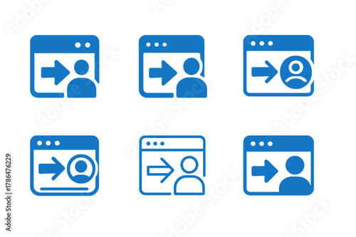 Marketing Icon Variations. Personalization in Marketing. Icon set. Set Logo of Personalization in Marketing: dynamic website hero swapping for user. harmonious