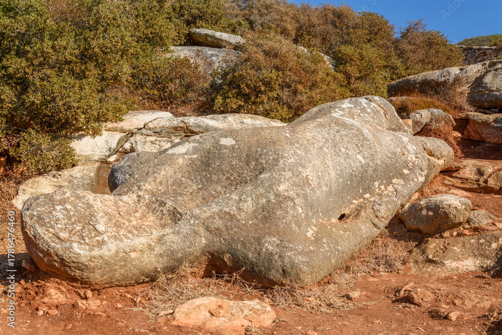Fototapeta premium Unfinished Kouros of Faragi in Melanes, Naxos Island, Greec